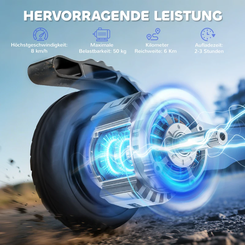 HOMCOM E-Scooter, Elektro-Tretroller, 6 km Reichweite, ab 6 Jahren, Stahlrahmen, schwarz+weiß, 76 x 53 x 95cm