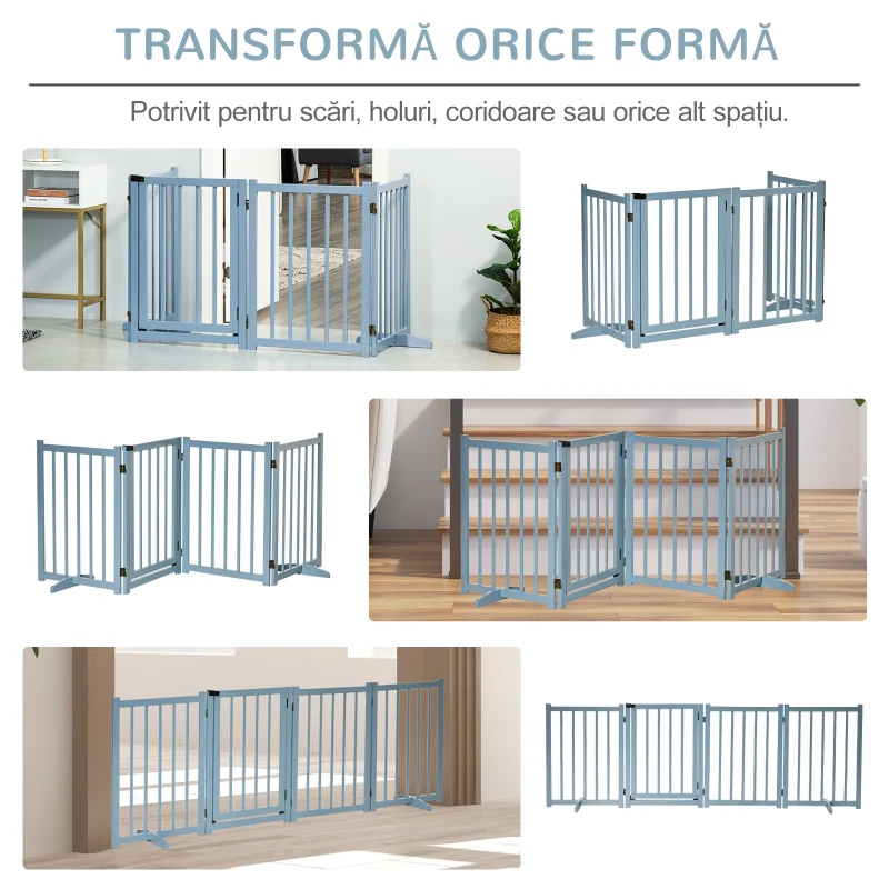 PawHut Poartă de Siguranță Pliabilă pentru Câini Talie Mică/Medie 237.5x36x80 cm Gri