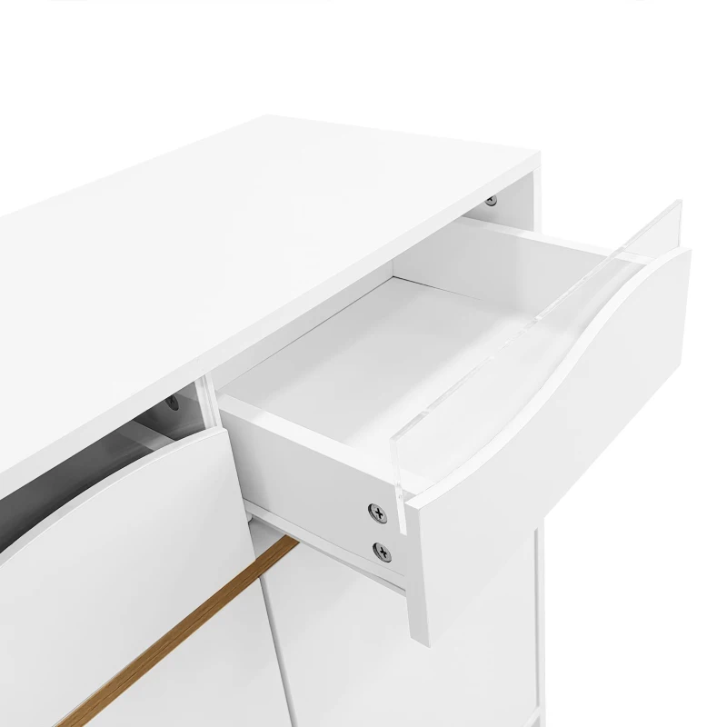 Scarpiera con illuminazione LED, mobile da ingresso con cassetti e ripiani, 80x35x105 cm, Bianco