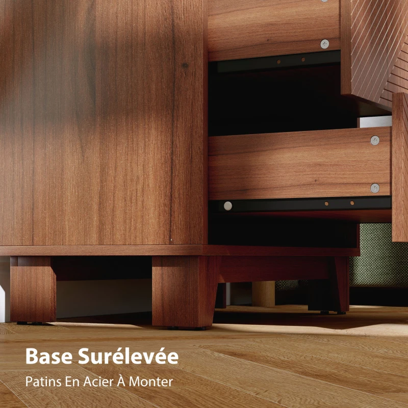 HOMCOM Commode 4 tiroirs meuble de rangement style moderne avec poignées en métal, 60 x 36 x 90 cm, effet bois marron