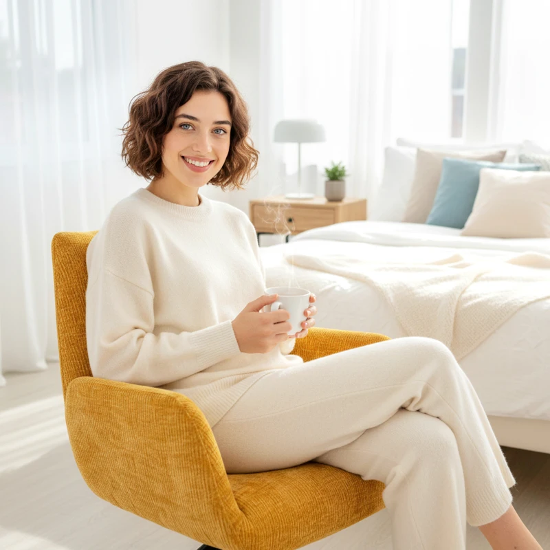 HOMCOM Tapicerowany fotel, fotel dekoracyjny, nowoczesny design, obrotowy, do 120 kg, żółty