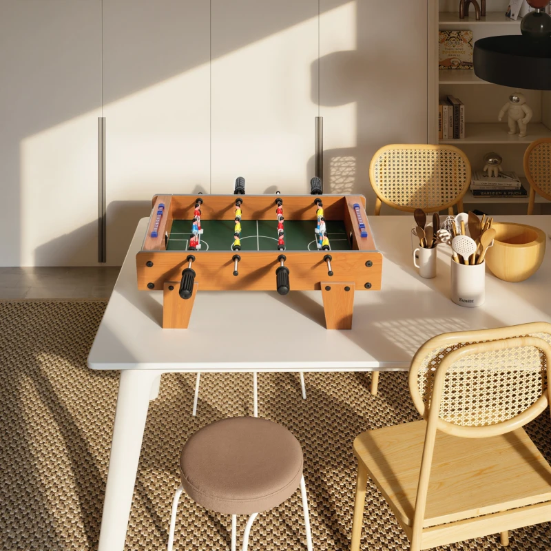 SPORTNOW 20 in Table-top Football Table with Stainless Steel Rods, Compact Foosball Table for Kids and Adults, All-Inclusive Foosball Game Set for Indoor, Nature Wood Finish