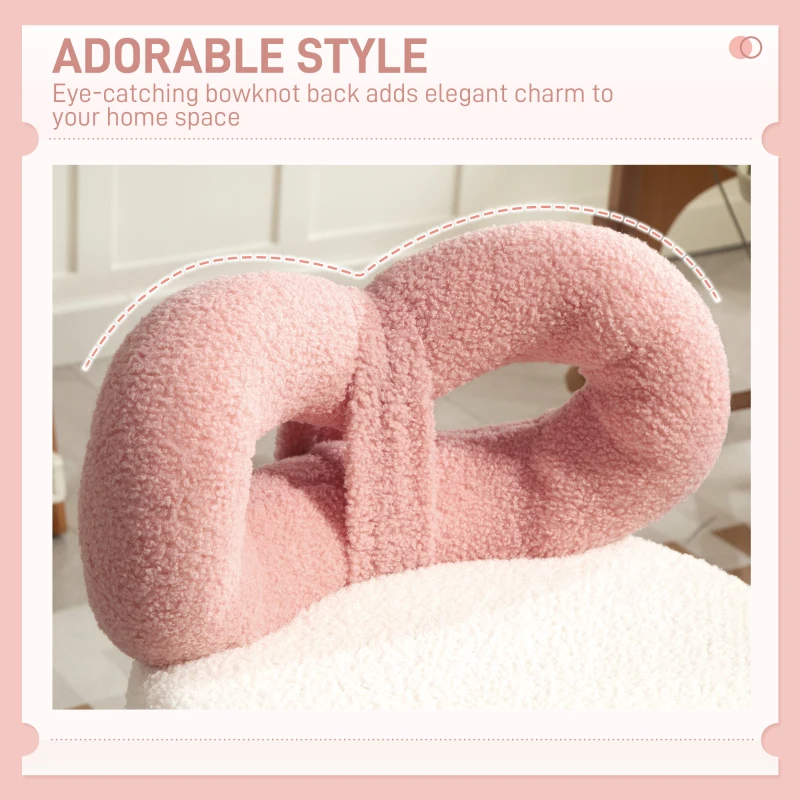 HOMCOM Scaun rotativ cu înălțime reglabilă din țesătură albă și roz