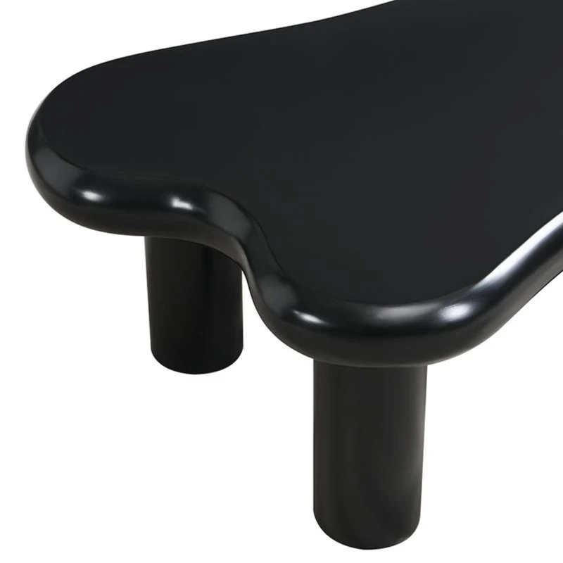 Tavolino da salotto a forma di nuvola, in MDF con illuminazione LED e cassetto, 98x65,5x40 cm, Nero