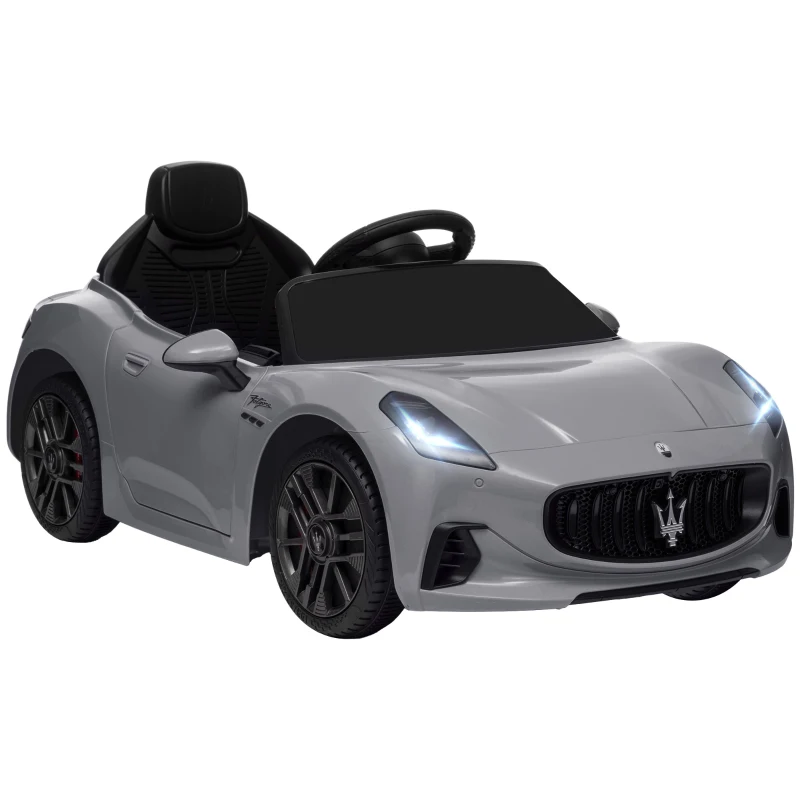 AIYAPLAY Voiture électrique pour enfants sous licence Maserati Gran Turismo Folgore, 12V avec télécommande, de 3 à 5 ans, gris