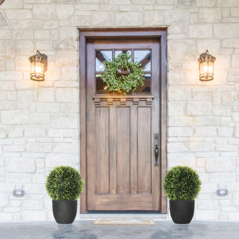 HOMCOM Set of 2 Artificial Plant Topiary Balls, UV-protected Fake Decorative Plants, Faux Plants for Home Indoor Outdoor Decor, 45cm, Green