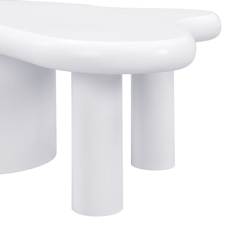 Tavolino da salotto con forma irregolare, 2 cassetti, 97x64x42 cm, Bianco