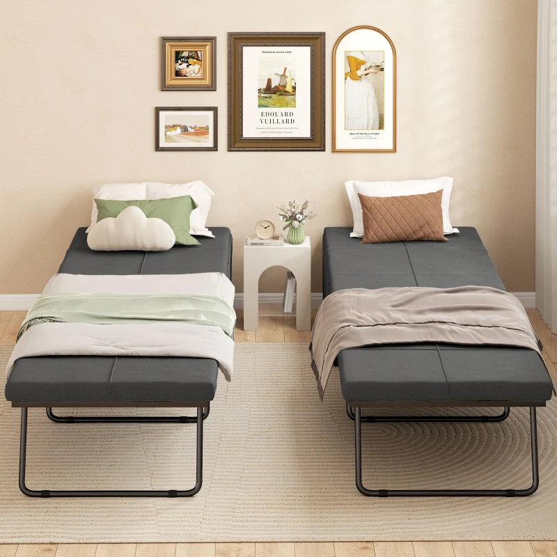 HOMCOM Klappbett, mit Matratze und Schutzabdeckung, 190 x 69 x 38,5 cm, Grau(m-9)