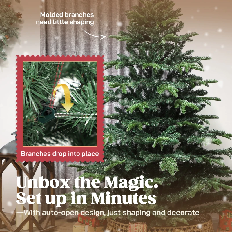 HOMCOM 6ft Artificial Christmas Tree with Realistic Branches, Easy Assembly - Green