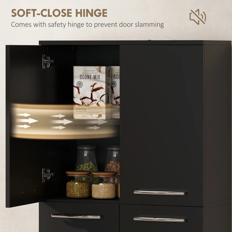 HOMCOM Mobilier de depozitare cu 2 dulapuri și rafturi reglabile din lemn negru