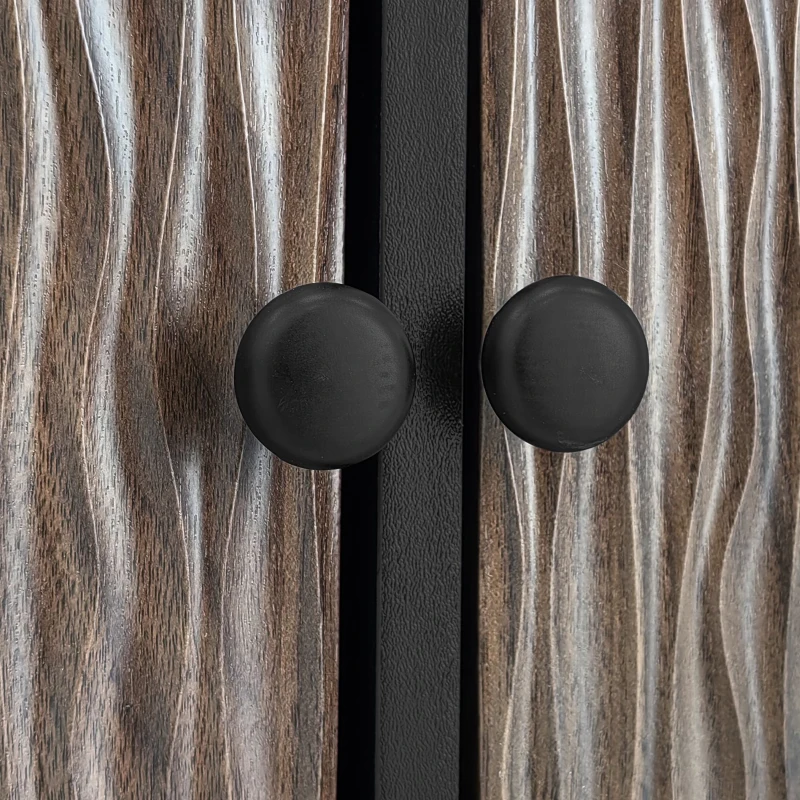 Mobile TV con 2 ante e 3 cassetti, pannelli delle ante con unico motivo ondulato, 180x38x50 cm, Colore naturale