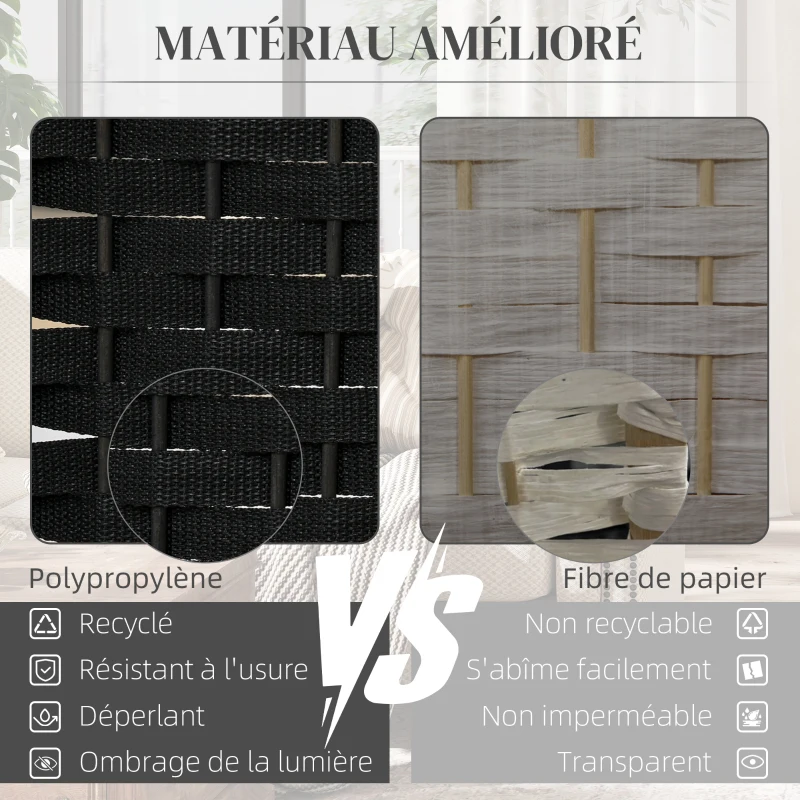 HOMCOM Paravent interieur en bois 6 panneaux 240 x 170 cm séparateur de pièce pliable pour salon, chambre à coucher, naturel