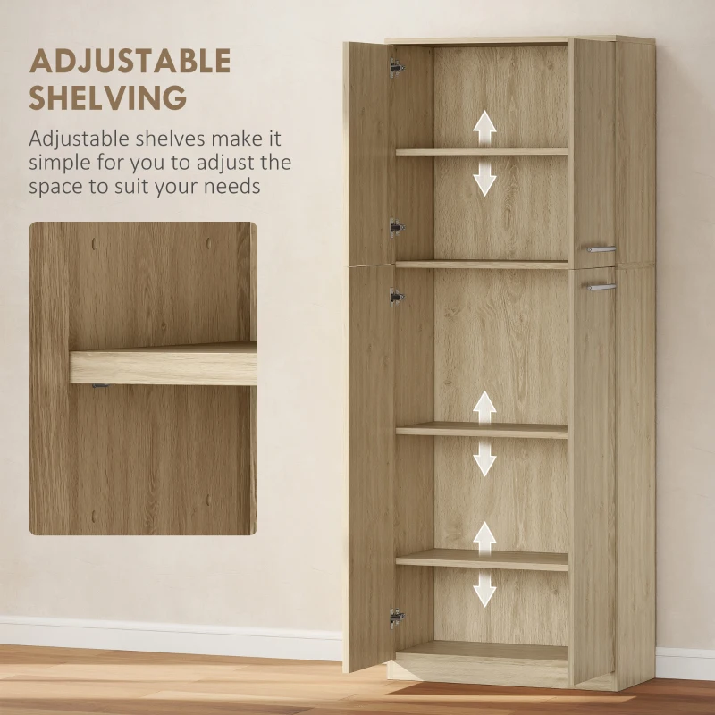 HOMCOM Mobilier de Depozitare cu 2 Dulapuri și Rafturi Reglabile din Lemn Stejar