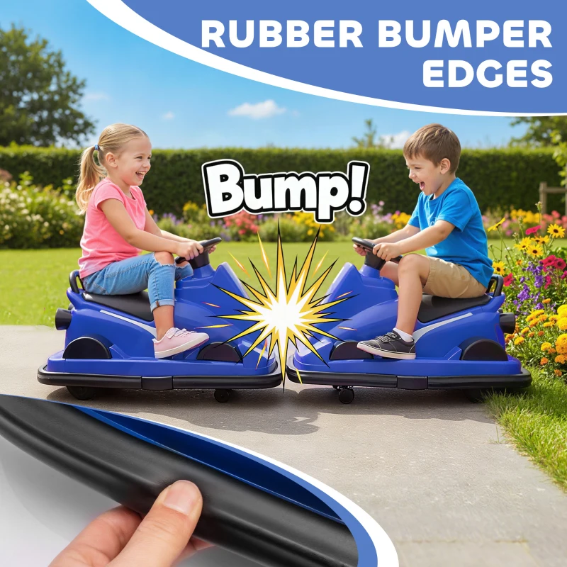 AIYAPLAY Kids Bumper Car, 360° Rotation Spin Electric Waltzer Car with LED Lights, Music for Ages 3-8 Years Old, Blue