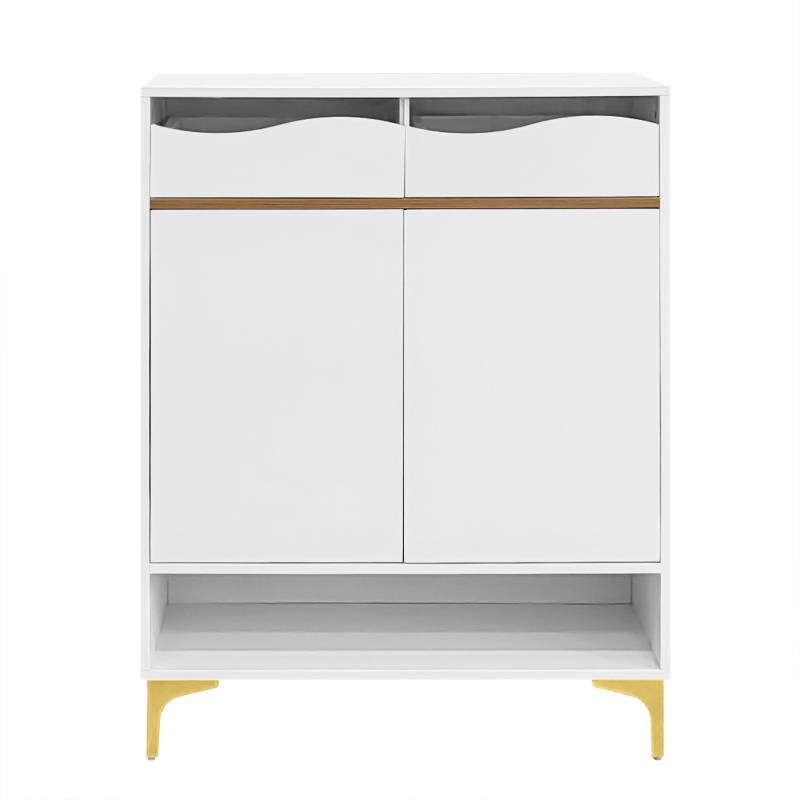 Scarpiera con illuminazione LED, mobile da ingresso con cassetti e ripiani, 80x35x105 cm, Bianco