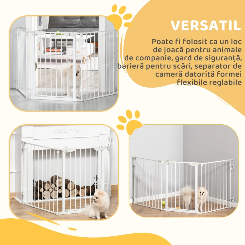 PawHut Gard Pliabil și Modular pentru Câini cu 3 Panouri Alb