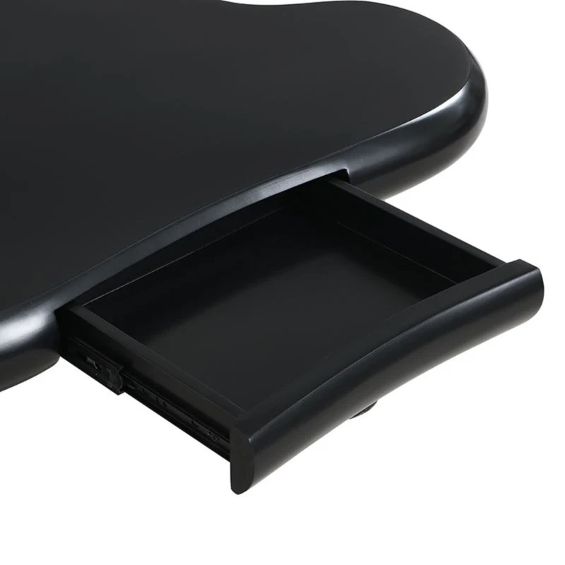 Tavolino da salotto a forma di nuvola, in MDF con illuminazione LED e cassetto, 98x65,5x40 cm, Nero