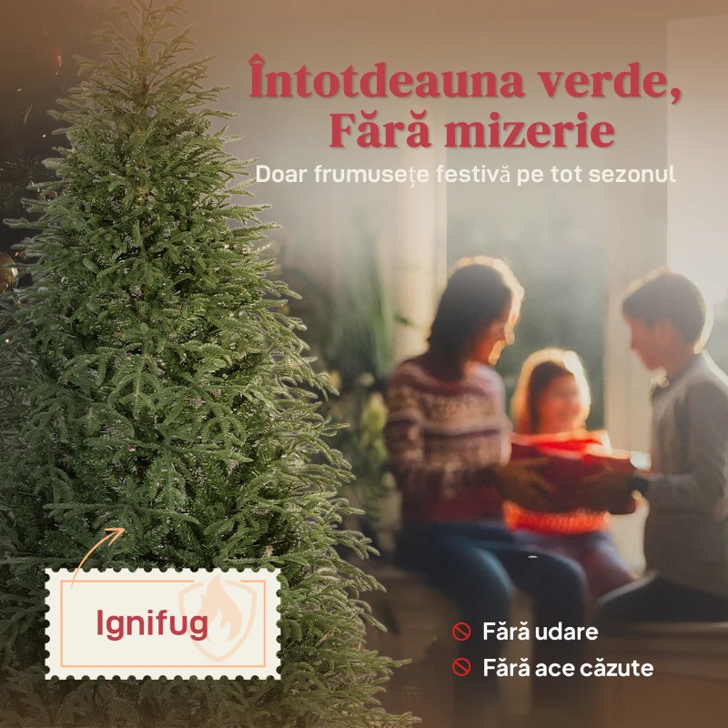 HOMCOM Brad de Crăciun Artificial de 2.1 m, Asamblare Ușoară, Verde