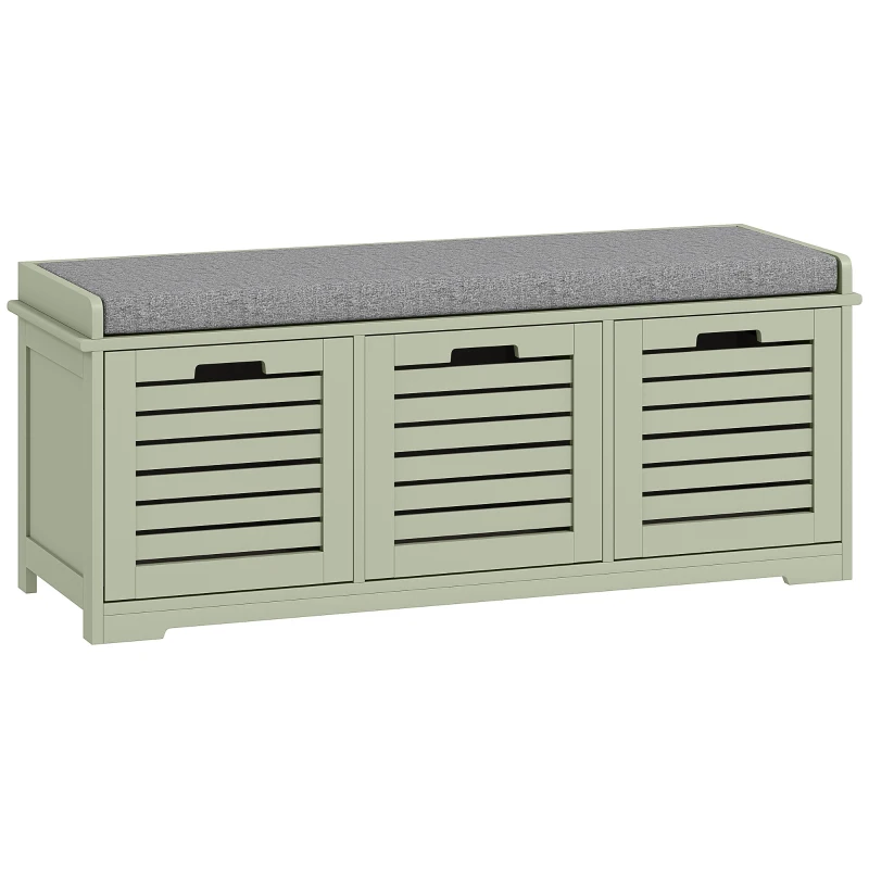 HOMCOM 3-Drawer Shoe Storage Bench - Green