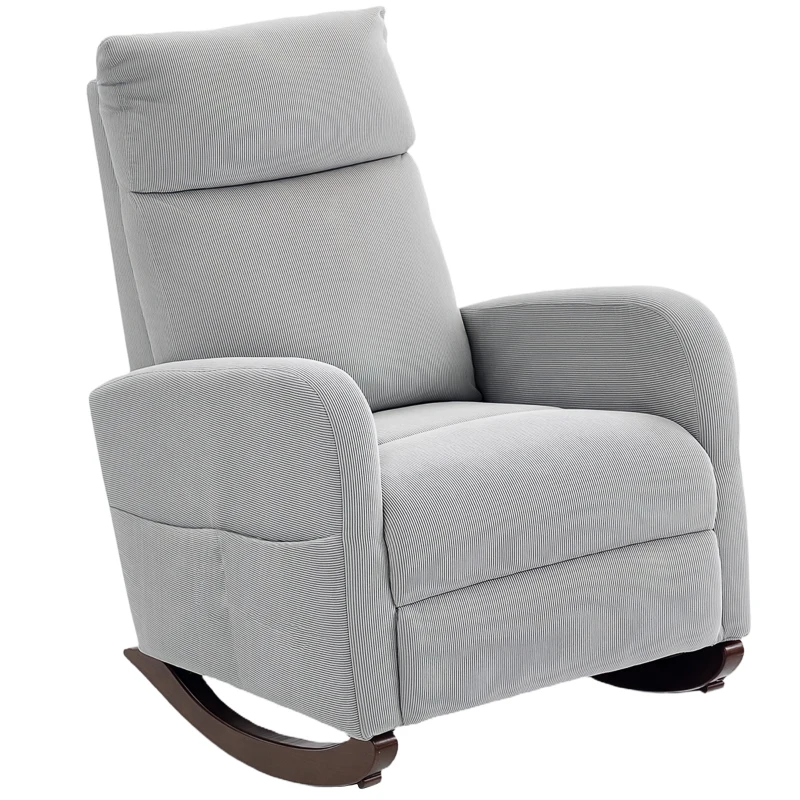 HOMCOM Corduroy Rocking Armchair - Grey