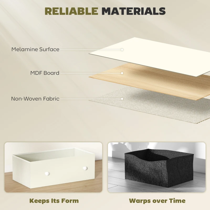 HOMCOM Comodă Modernă cu 4 Sertare Pliabile 58x30x91 cm, Alb și Gri