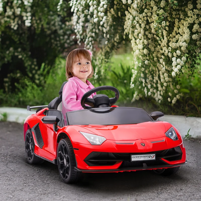 HOMCOM Voiture électrique pour enfants licence Lamborghini Aventador SVJ 12V avec portes papillon télécommande 3-5 KM/H rouge(m-10)