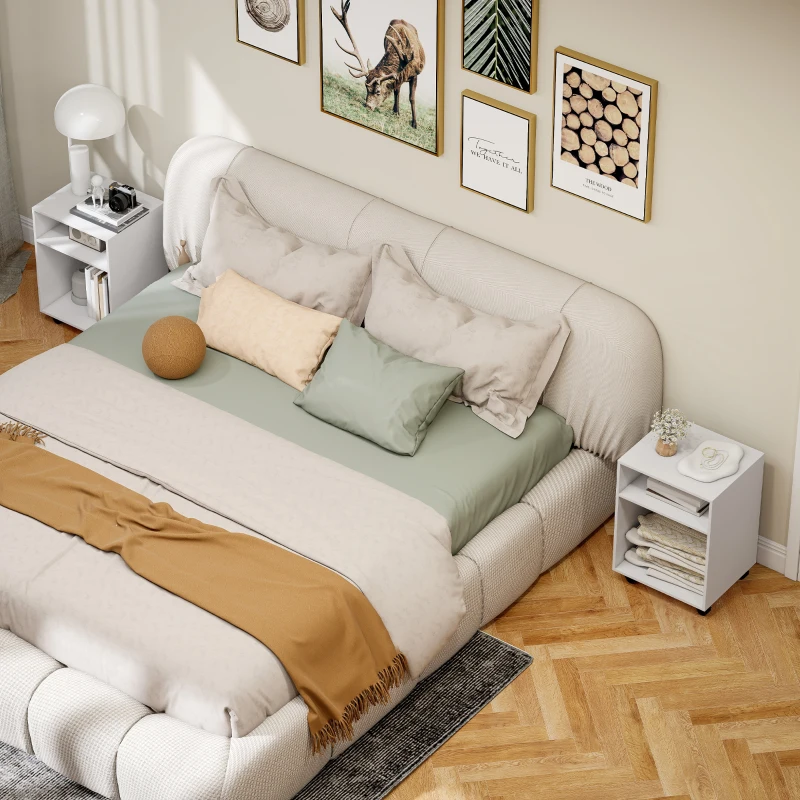 HOMCOM Dulap pentru Imprimantă cu Roți și 2 Rafturi 40x35x55.5 cm, Alb