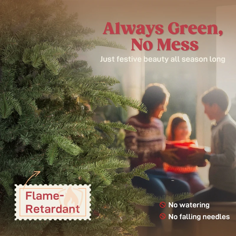 HOMCOM 6ft Artificial Christmas Tree with Realistic Branches, Easy Assembly - Green