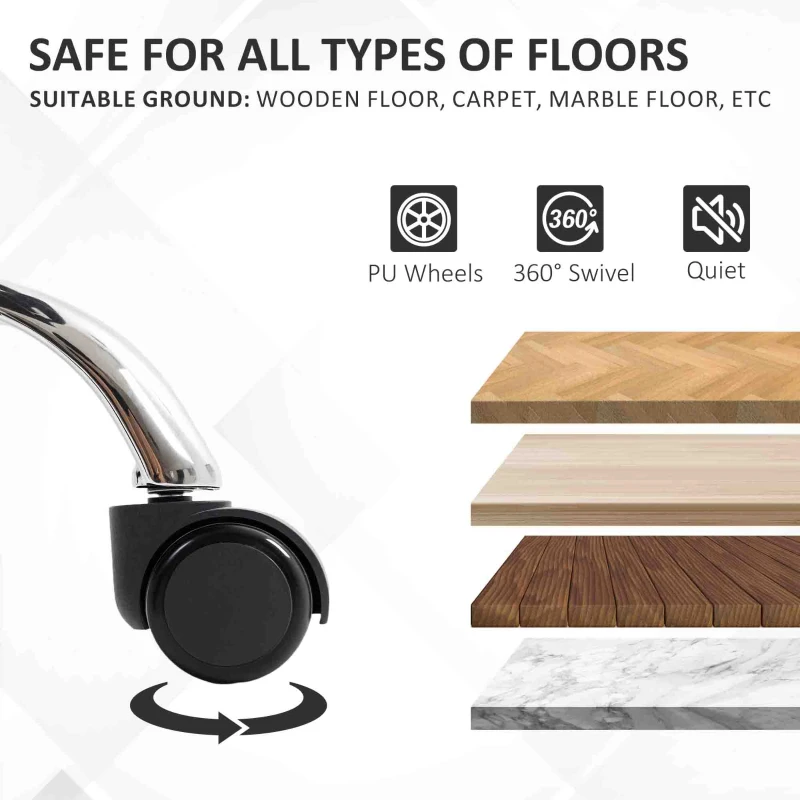 HOMCOM Scaun de birou rabatabil cu suport pentru picioare și capacitate de 120 kg, negru