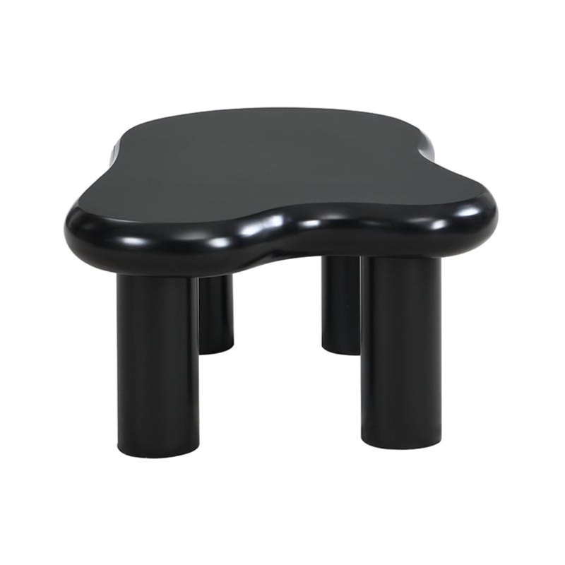 Tavolino da salotto a forma di nuvola, in MDF con illuminazione LED e cassetto, 98x65,5x40 cm, Nero