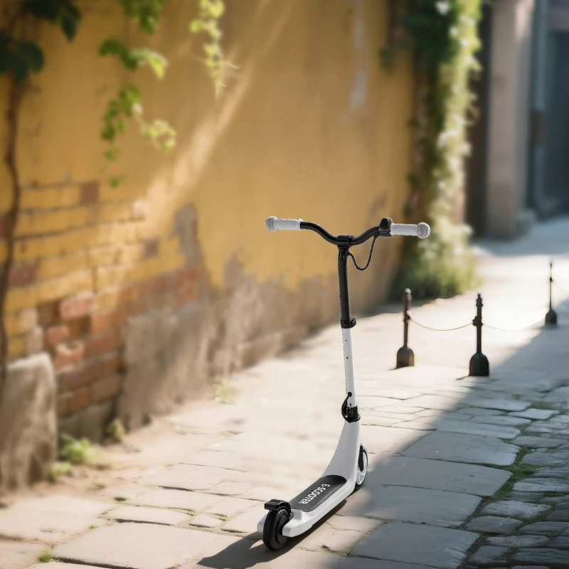 HOMCOM E-Scooter, Elektro-Tretroller, 6 km Reichweite, ab 6 Jahren, Stahlrahmen, schwarz+weiß, 76 x 53 x 95cm