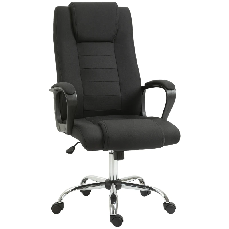 Vinsetto Scaun de Birou Ergonomic, Basculant și Captusit cu Înălțime Reglabilă, 62x76x110-119 cm, Negru