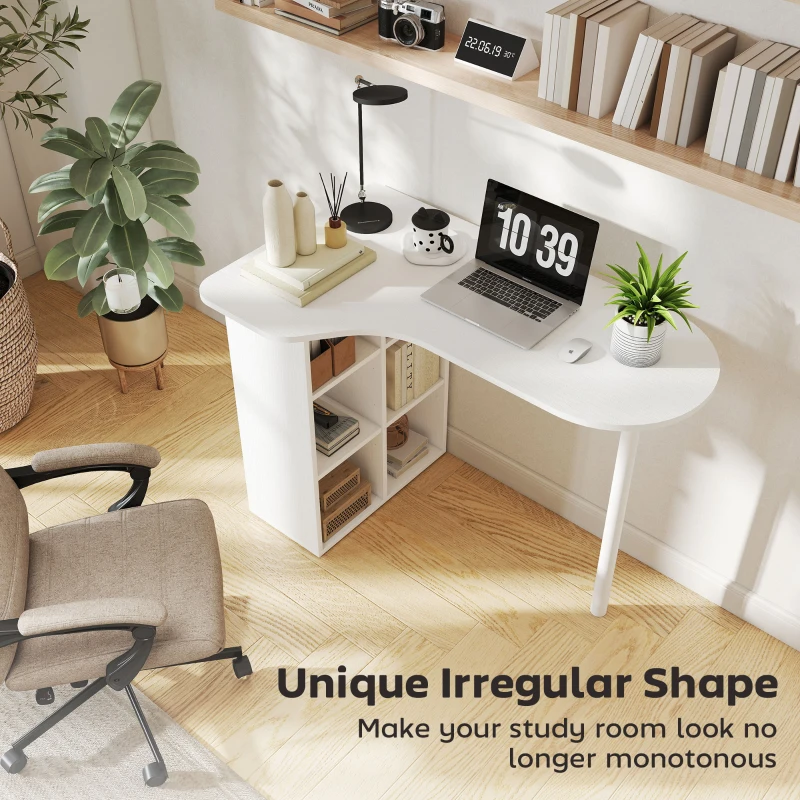 HOMCOM Birou pentru Cameră cu 6 Rafturi și 4 Rafturi Reglabile Alb