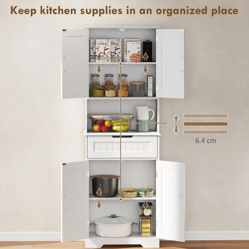 HOMCOM Mobilier de Bucătărie cu Sertar și 2 Dulapuri cu Rafturi Reglabile Alb