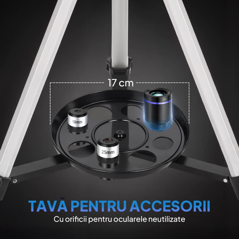 Outsunny Telescop Astronomic 70mm cu 2 Lentile Oculare și Adaptor pentru Smartphone, 80x80x135 cm, Alb și Negru