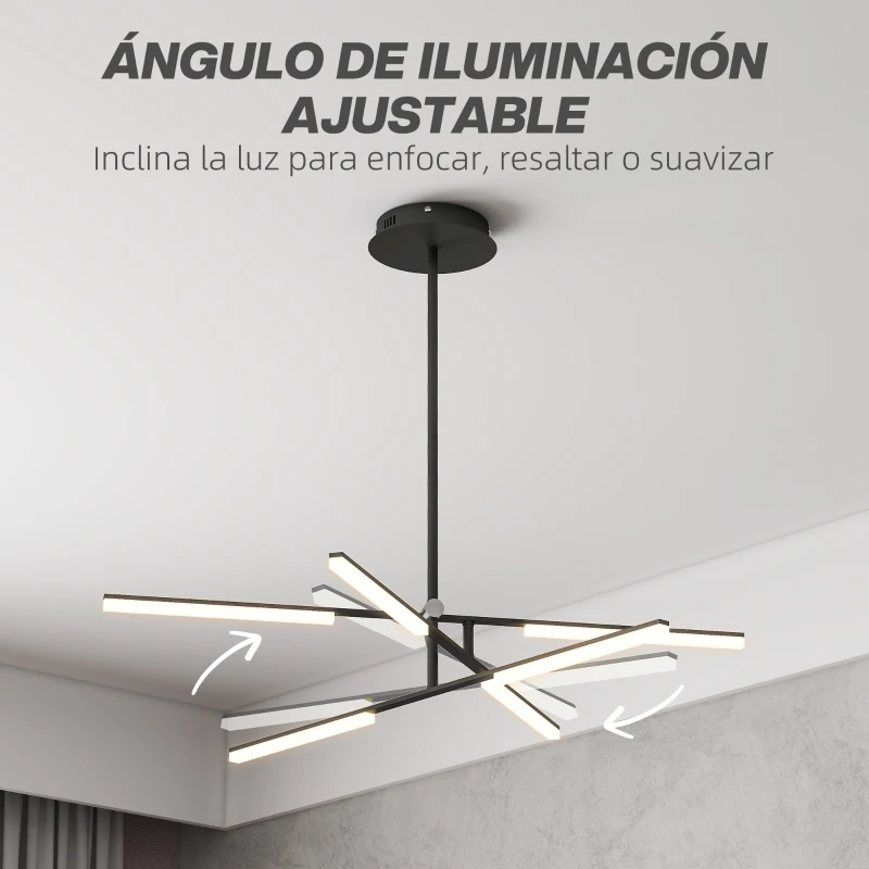 HOMCOM Lámpara de Techo LED Moderna Ø100x79 cm con Pantalla de Acrílico Ángulo de Luz Ajustable para Salón Dormitorio o Cocina