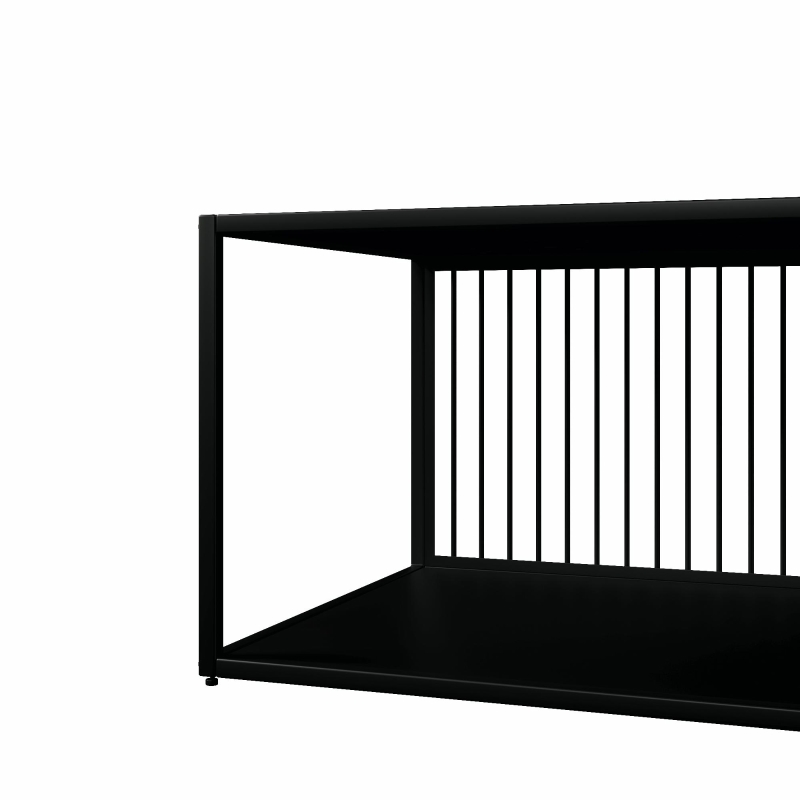 Tavolino da salotto con vetro temperato, con ampio spazio contenitivo, 110x48x35 cm, Nero