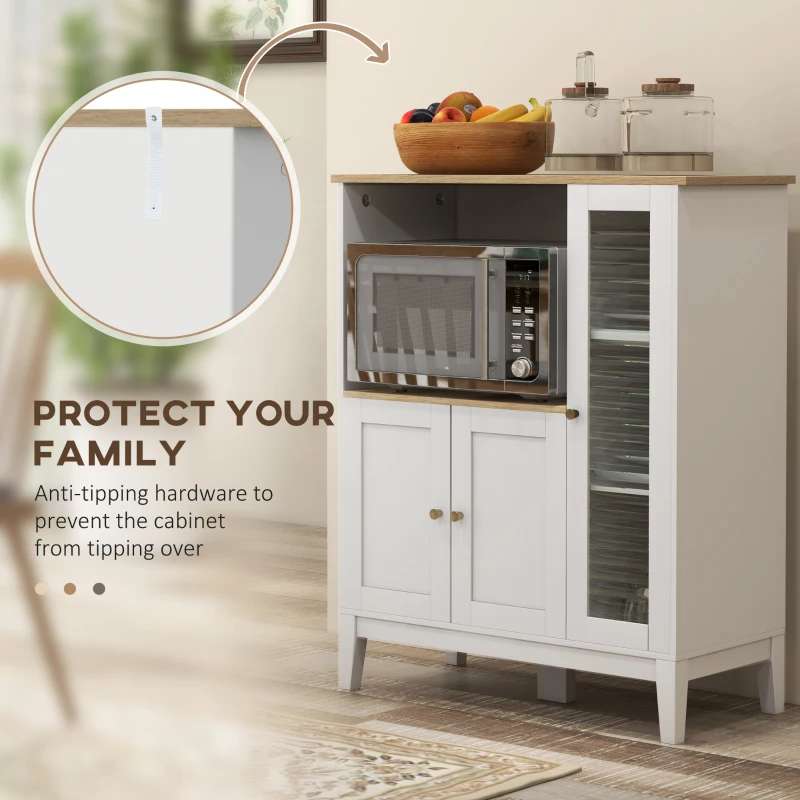 HOMCOM Dulap pentru Microunde cu Dulap Inferior și Rafturi Laterale din Lemn Alb