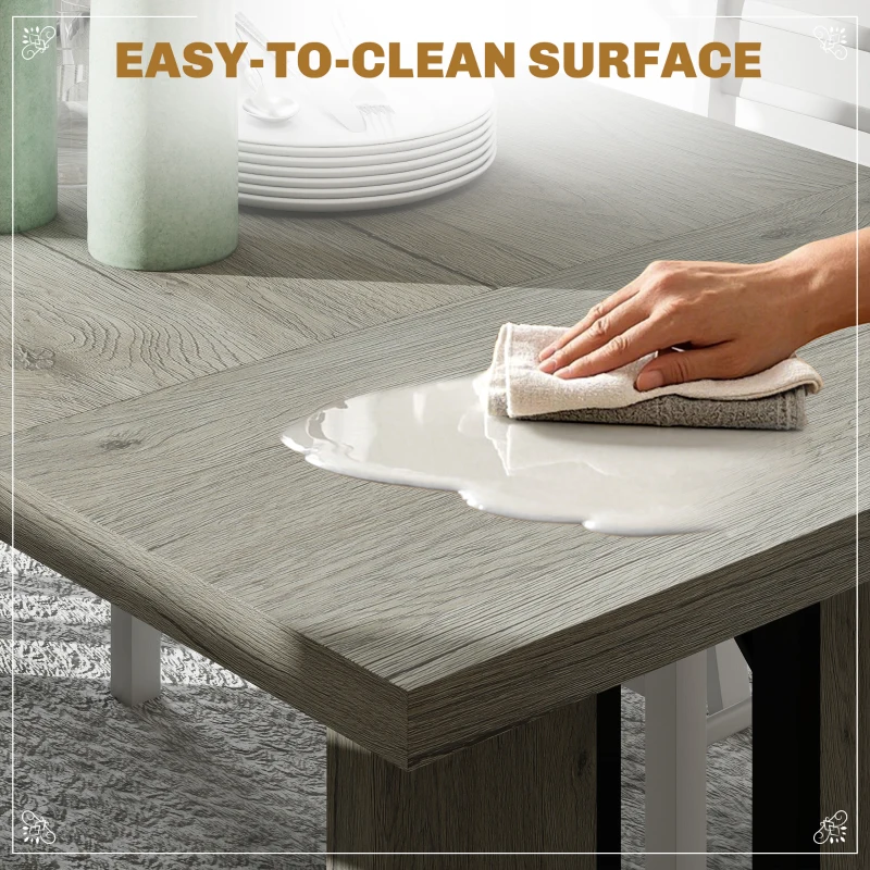 HOMCOM Masă de bucătărie în stil industrial pentru maxim 8 persoane Gri