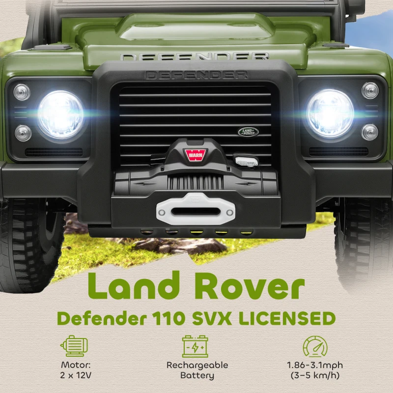AIYAPLAY Mașină Electrică pentru Copii 3-5 Ani Land Rover 12V și Telecomandă Verde
