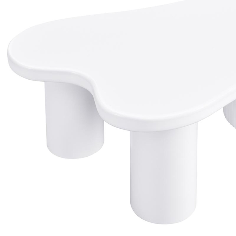 Tavolino da salotto asimmetrico con vano portaoggetti, per soggiorno e uffici, 100x60x37 cm, Bianco