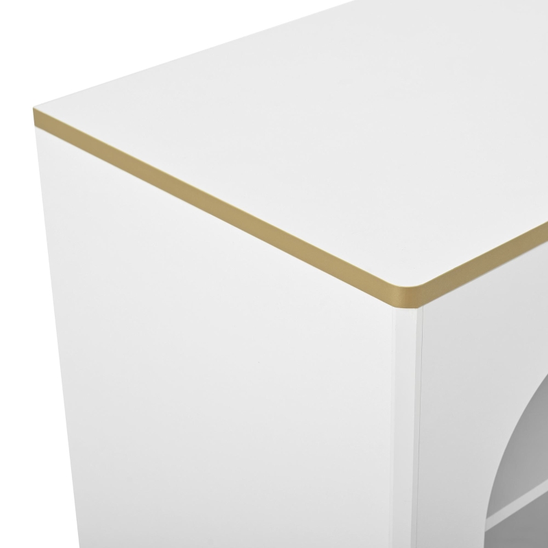 Credenza con 2 cassetti e 2 ante in vetro, ampio vano contenitivo, 140x38x90 cm, Bianco