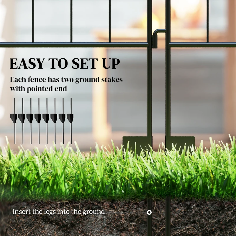 Outsunny Garden Decorative Fence - 4 Panels, 44in x 12ft, Metal Wire Landscape Border Edging