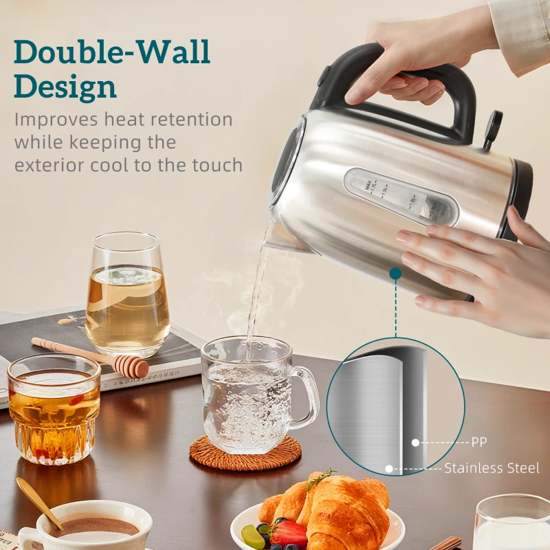 HOMCOM Simple Polished Toaster and Kettle Set - Silver Tone