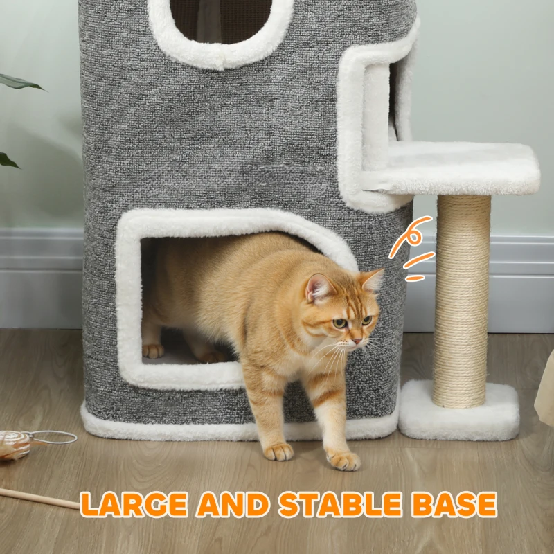 PawHut 75 cm Cat Tree, Cat Tower Condo for Indoor Cats with Scratching Post, Jumping Platform, Grey