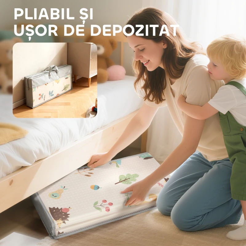 AIYAPLAY Covoraș pentru Copii 0-3 Ani cu Numere și Litere, Suprafață Impermeabilă, din XPE Multicolor, 176.5x148x1 cm