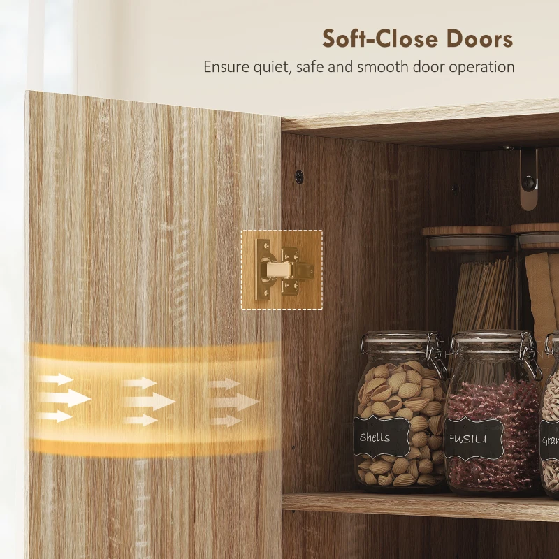 HOMCOM Dulap de Bucătărie Modern cu Rafturi Ajustabile și Uși Amortizate Lemn