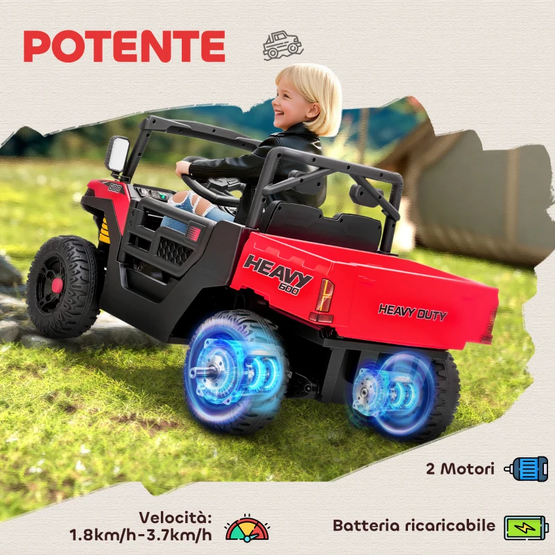 AIYAPLAY Macchina Elettrica Bambini 12V con Telecomando, Sospensioni, Bagagliaio e Musica, Età 3-8 Anni, Rosso