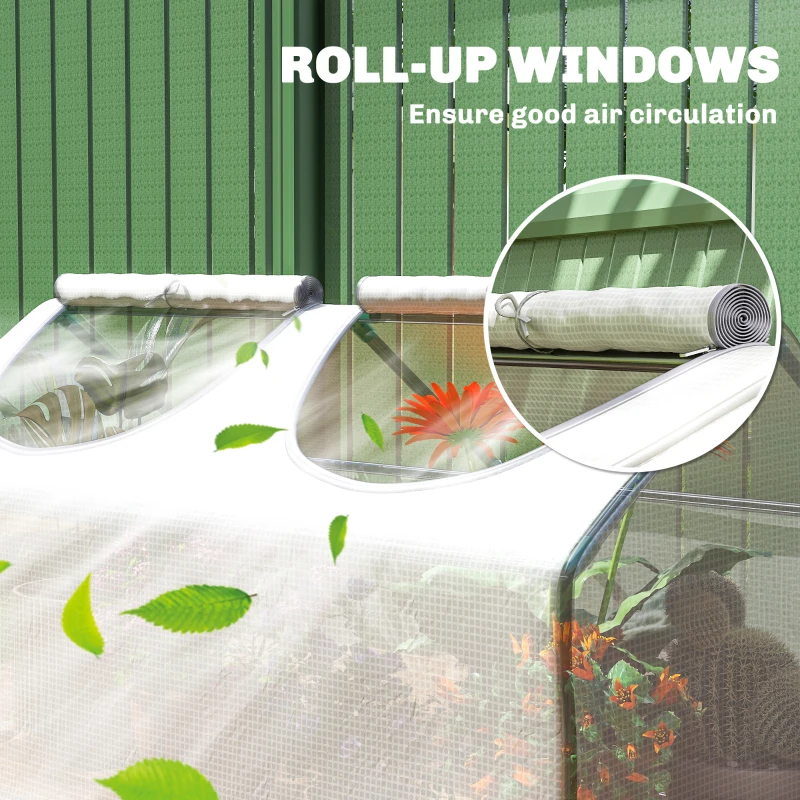 Outsunny Mini Greenhouse Portable Flower Planter Tomato Vegetable House for Garden Backyard with Zipper 120 x 60 x 60 cm, White