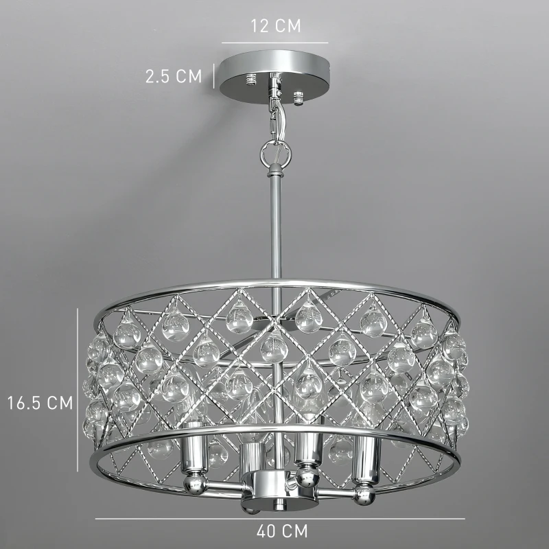 HOMCOM 51 Crystallite Four-Bulb Chandelier - Silver-Tone